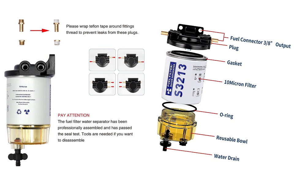 Marine Fuel Filter Assembly With Clear Bowl